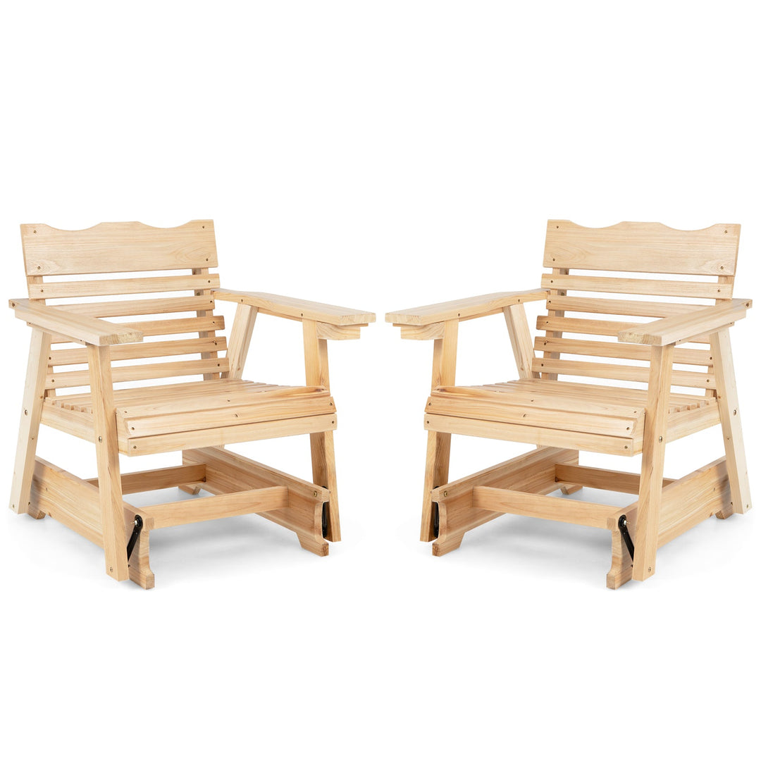 Outdoor Wood Rocking Chair with High Back and Widened Armrests