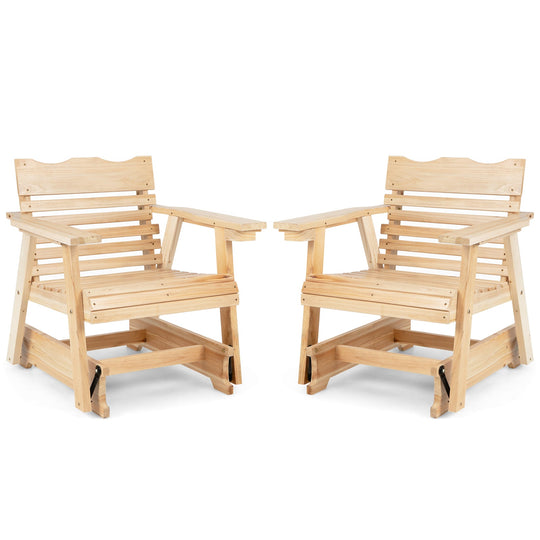 Outdoor Wood Rocking Chair with High Back and Widened Armrests