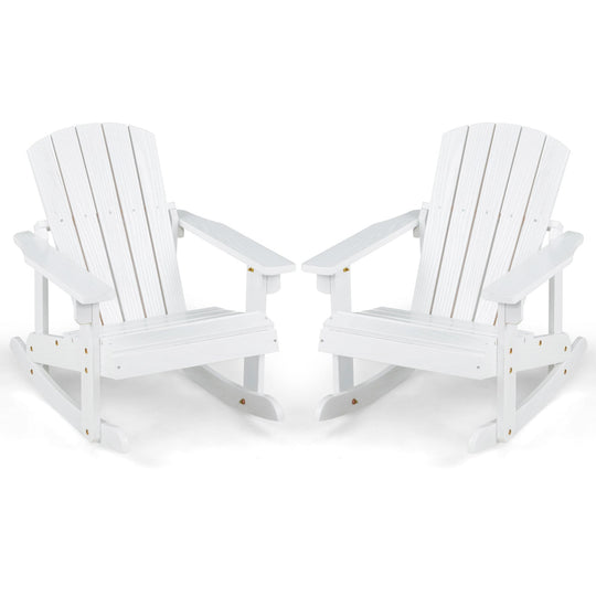 Outdoor Wooden Kid Adirondack Rocking Chair with Slatted Seat