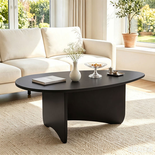 Oval Coffee Table Mid Century Modern Low Profile Wood