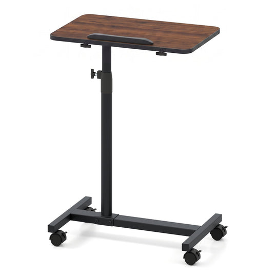 Adjustable Overbed Table with Rolling Wheels - Walnut