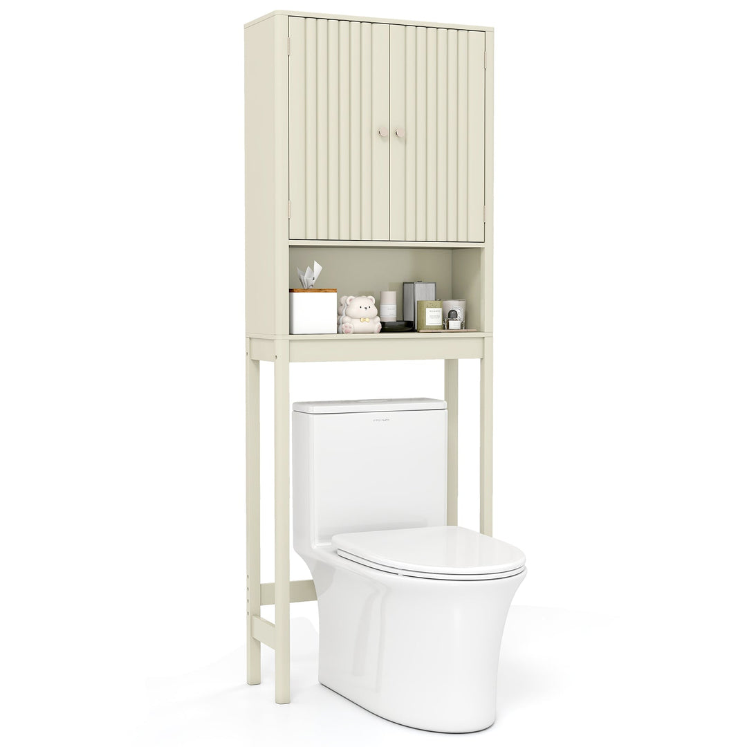 Over The Toilet Storage Cabinet with Fluted Doors