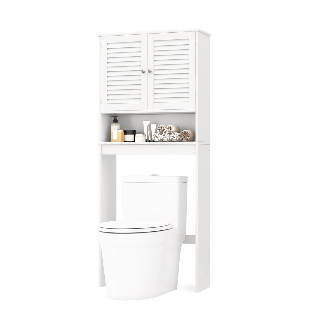Over The Toilet Storage Cabinet with Double Doors and Adjustable Shelf