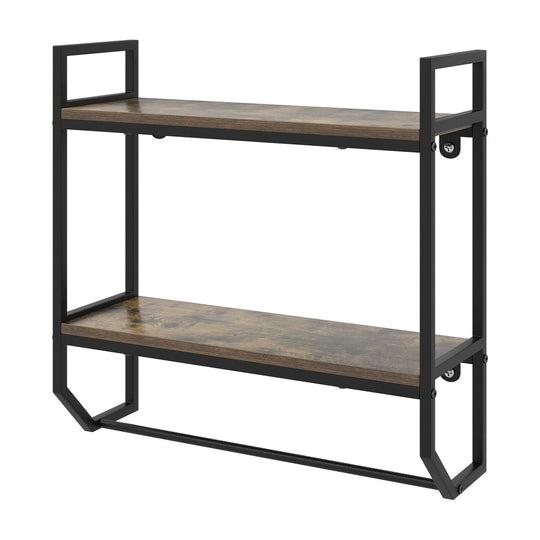 Over the Toilet Wall Mounted Shelf with Towel Bar - Gray