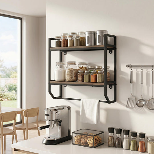 Over the Toilet Wall Mounted Shelf with Towel Bar - Gray