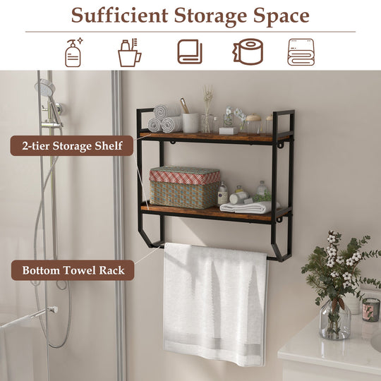 Over the Toilet Shelf Wall Mounted with Metal Frame for Bathroom