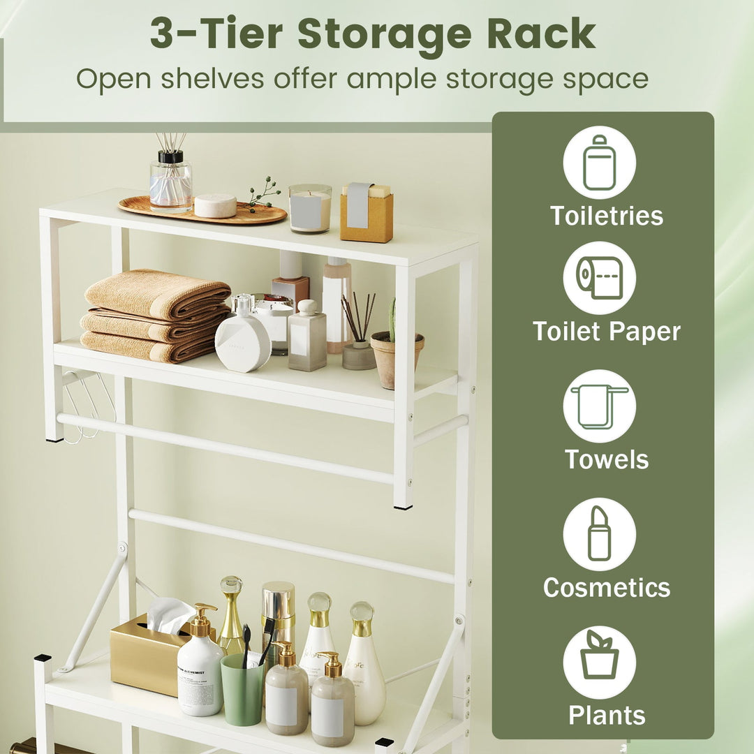 Over the Toilet Storage Rack 3-Tier Over Toilet Bathroom Organizer with Towel Holder-White