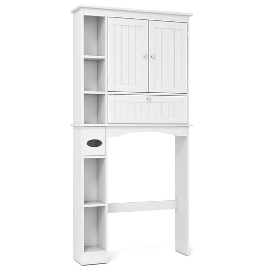 Over the Toilet Storage Cabinet with Adjustable Shelf and Bottom Bar-White