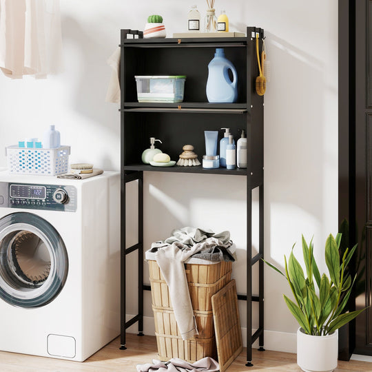 Over-the-toilet Cabinet Bathroom Organizer with 2 Flip-up Cabinets