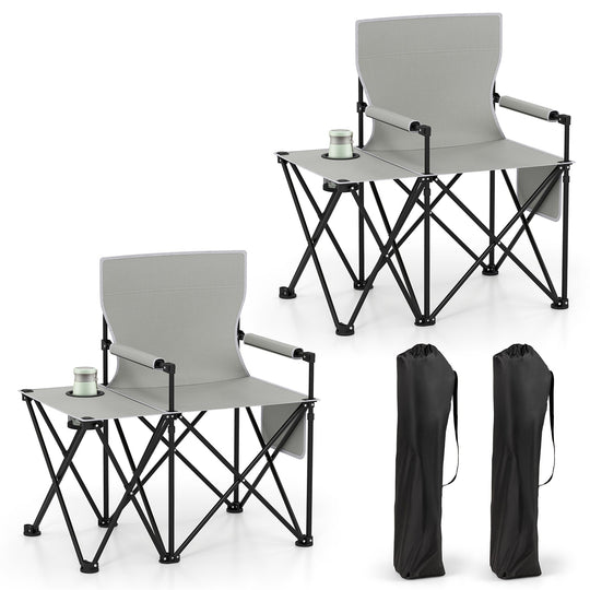 Oversized Camping Chair with Side Table and 2 Storage Pockets