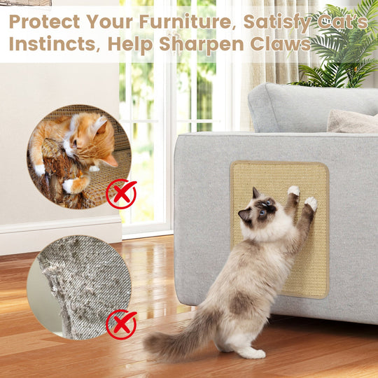 12 Pieces Cat Scratcher Mat Set 16 x 12 Inch Natural Sisal Pads