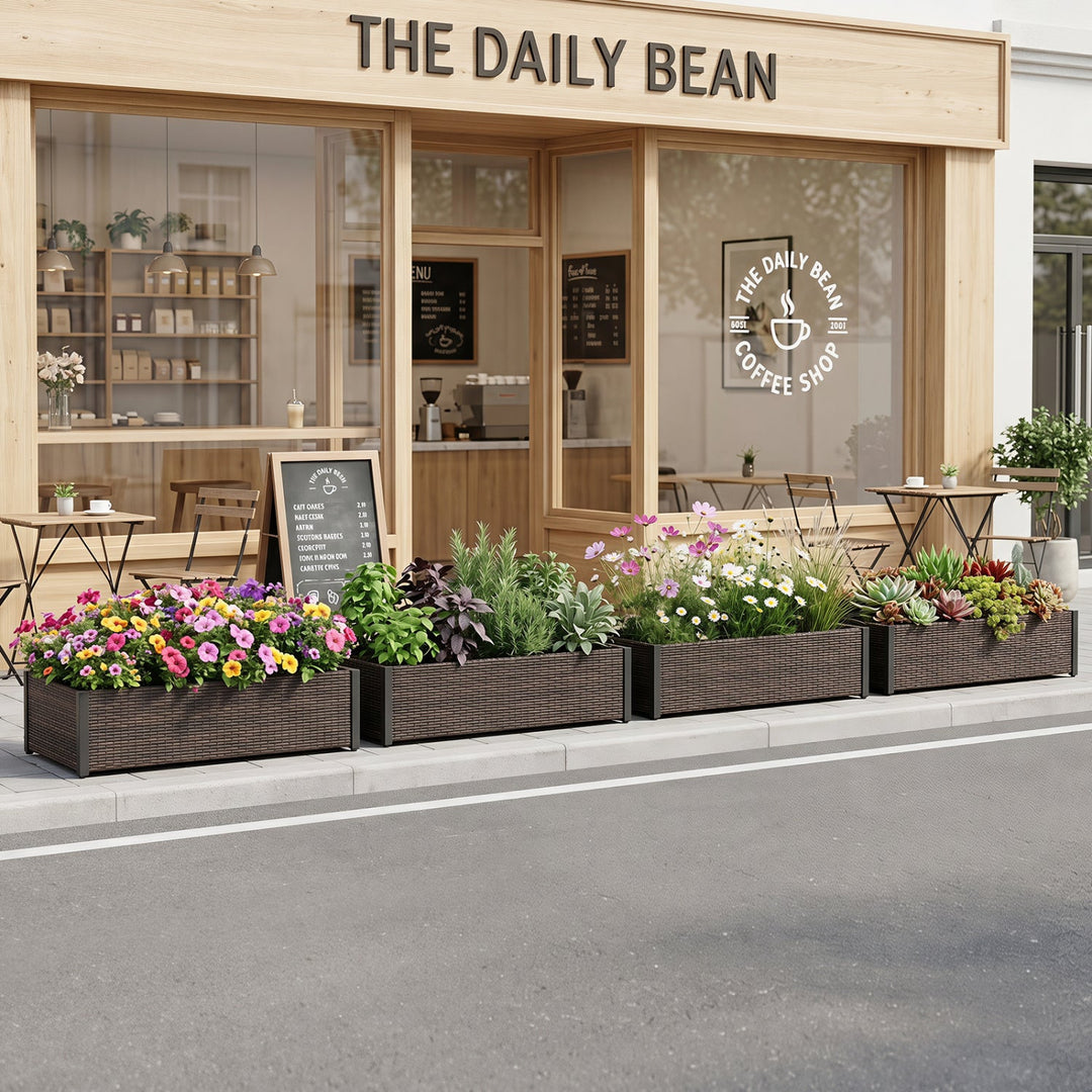 Elevated Raised Garden Bed with PE Rattan - 46" x 24"