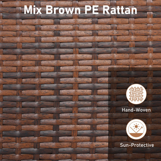 PE Rattan Wicker Ottomans Set of 2 with Removable Cushions-Beige