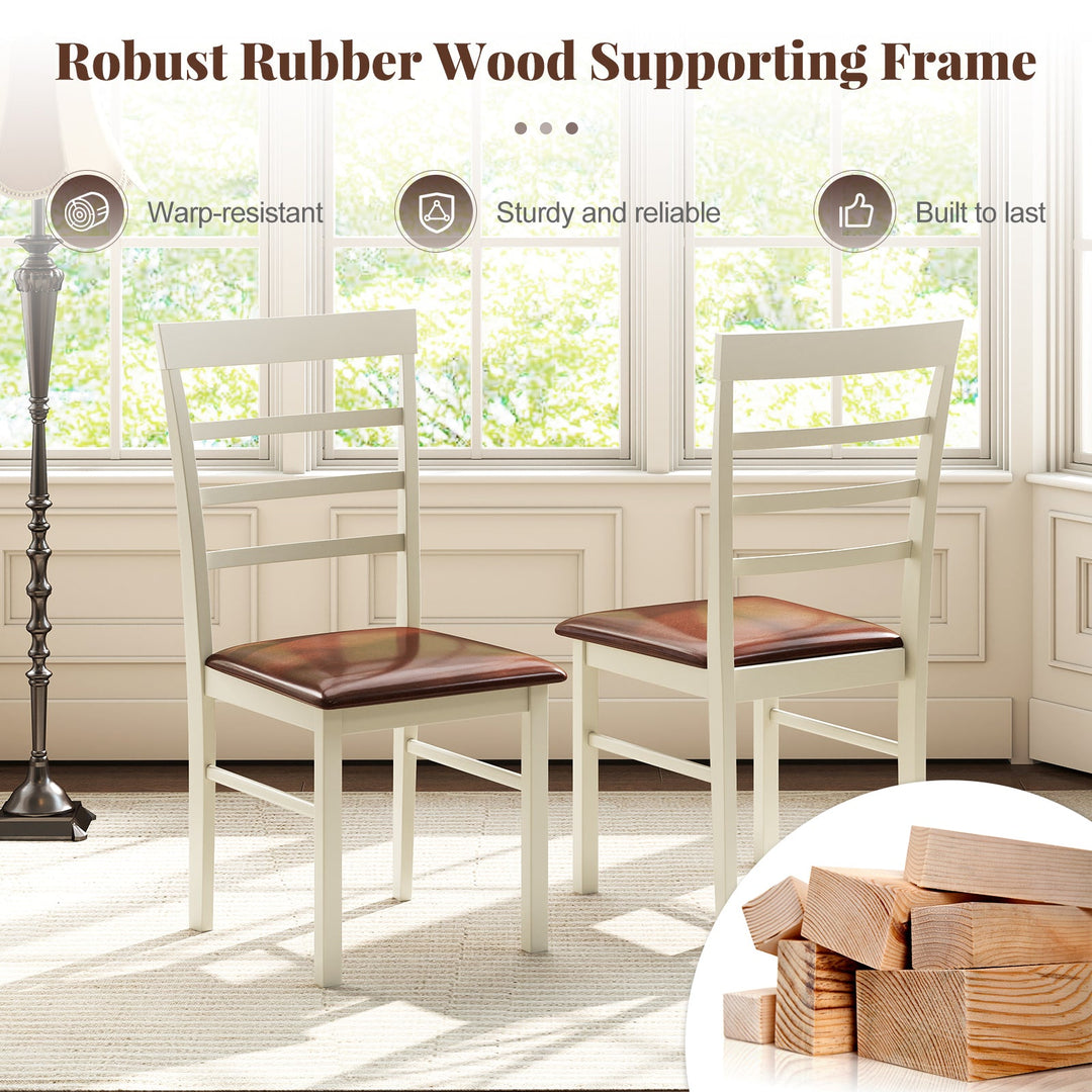 PU Leather Upholstered Armless Wooden Dining Chair Set of 2-White