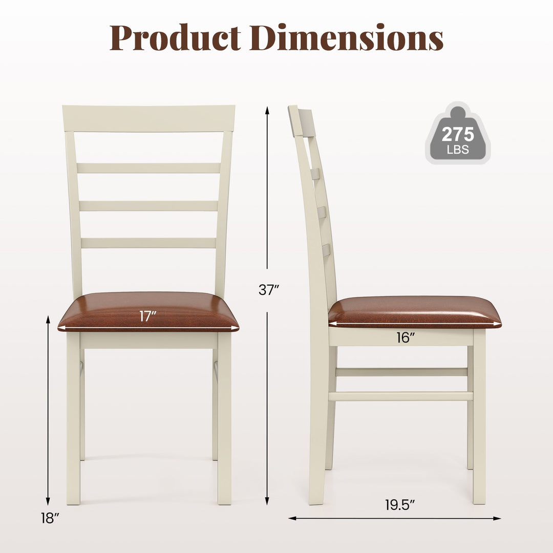 PU Leather Upholstered Armless Wooden Dining Chair Set of 2-White