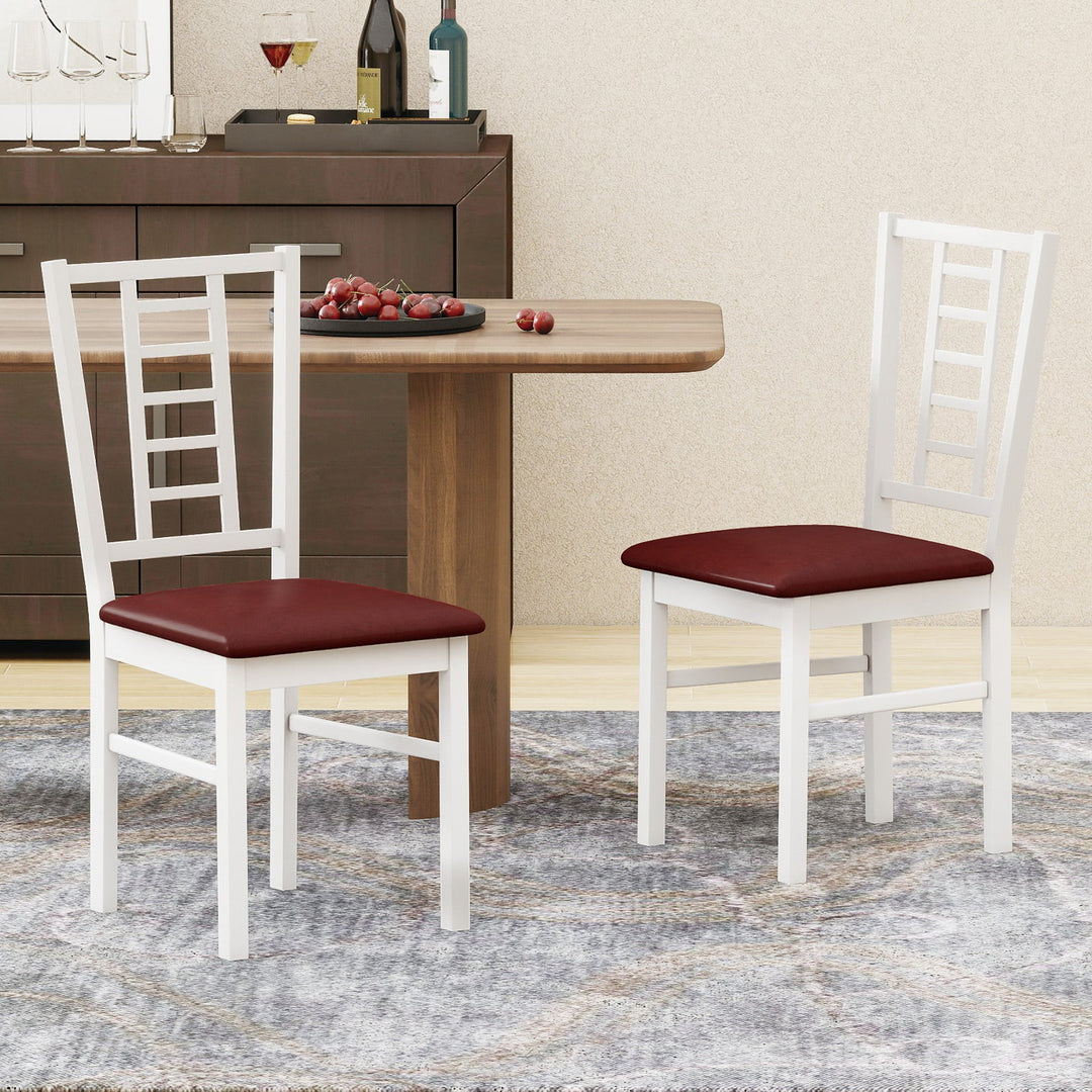 PU Leather Upholstered Wood Dining Chairs Set of 2