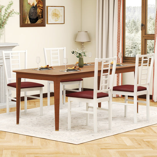 PU Leather Upholstered Wood Dining Chairs Set of 4