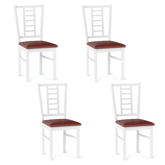 PU Leather Upholstered Wood Dining Chairs Set of 4