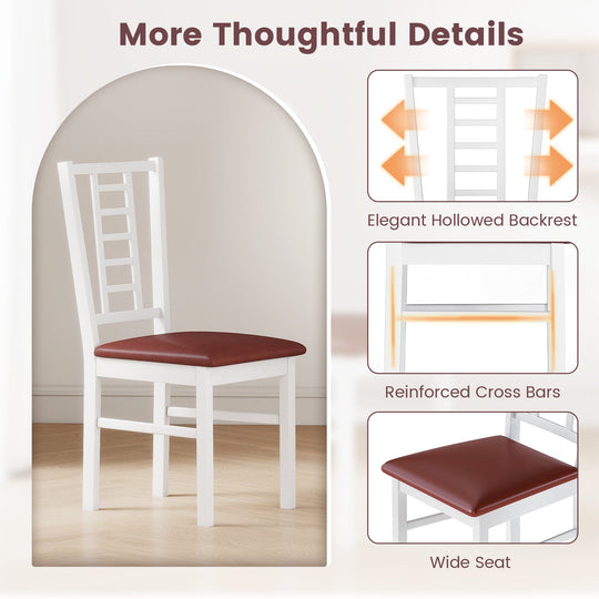PU Leather Upholstered Wood Dining Chairs Set of 4