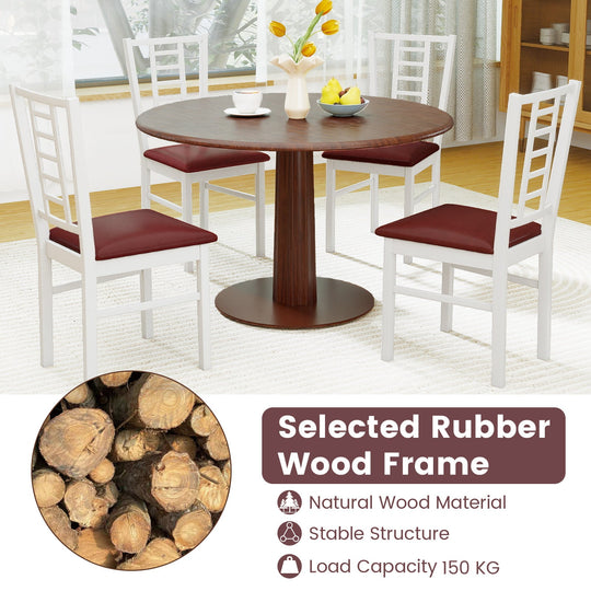PU Leather Upholstered Wood Dining Chairs Set of 4