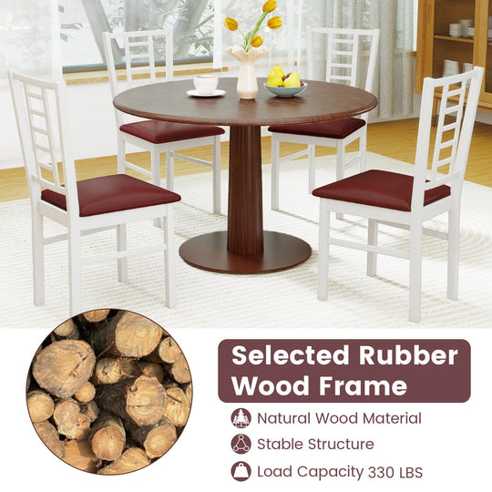 PU Leather Upholstered Wood Dining Chairs Set of 4