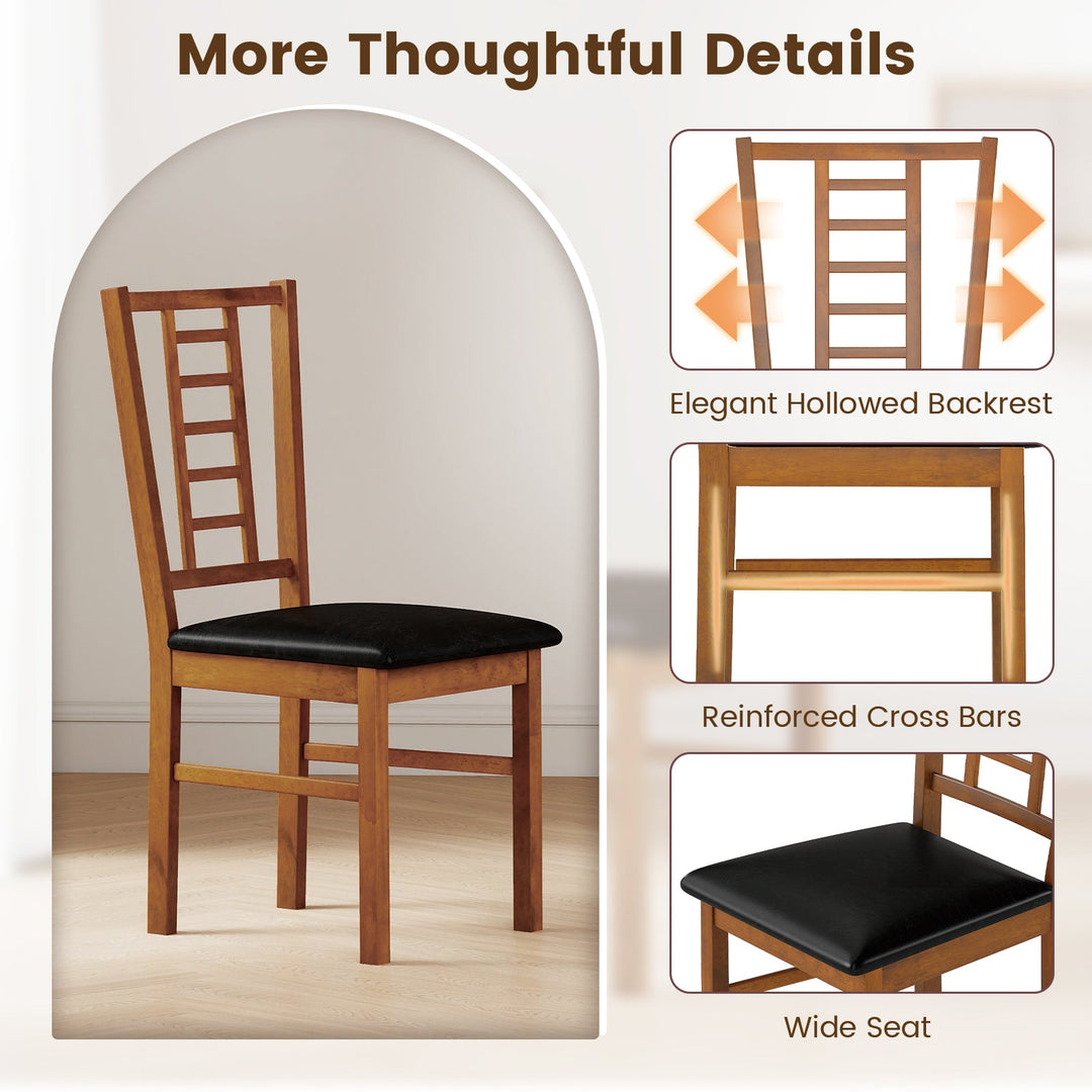 PU Leather Upholstered Wood Dining Chairs Set of 4