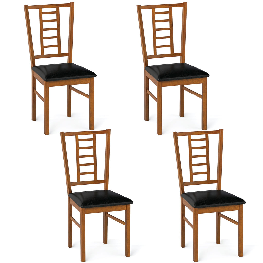 PU Leather Upholstered Wood Dining Chairs Set of 4