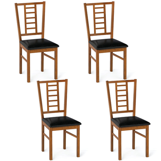 PU Leather Upholstered Wood Dining Chairs Set of 4