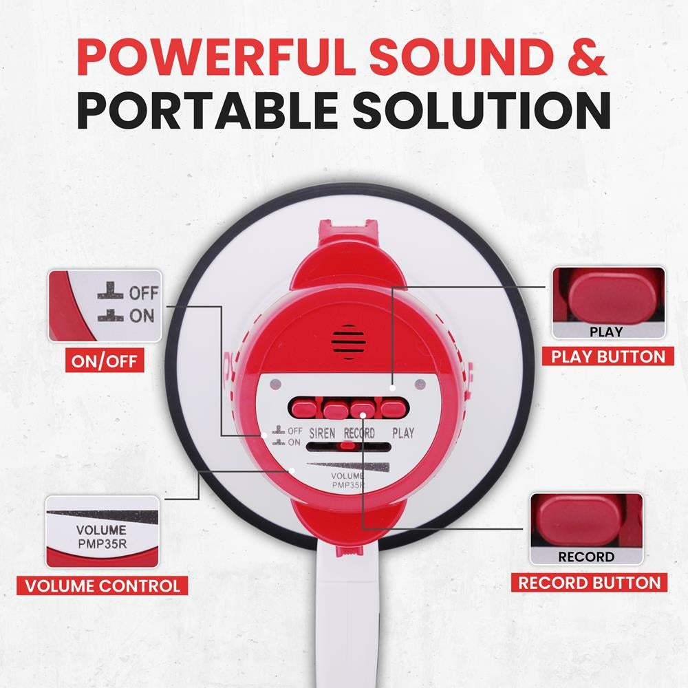 Pyle 30W Compact Megaphone Bullhorn with Record & Siren, 800-Yd. Range - view 5