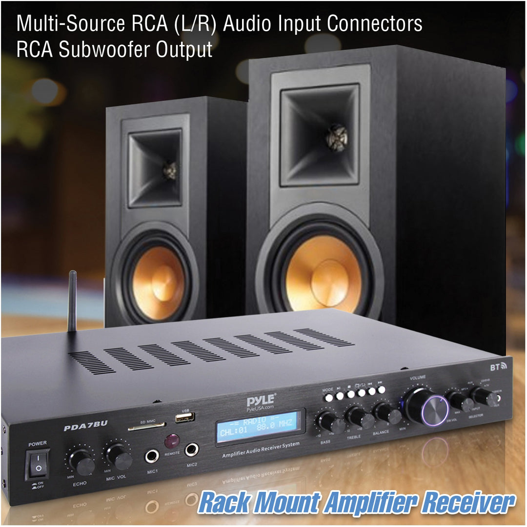 Pyle 2.1-Channel 200W Bluetooth Stereo Amplifier Receiver with FM Radio, USB/SD, Mic Inputs & Remote - view 5