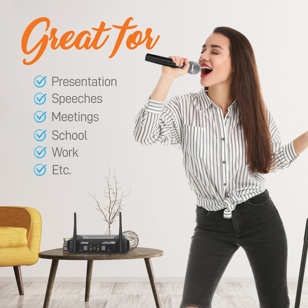 Pyle Premier Series 2-Channel UHF Wireless Handheld Microphone System with 160-Ft. Range - view 7