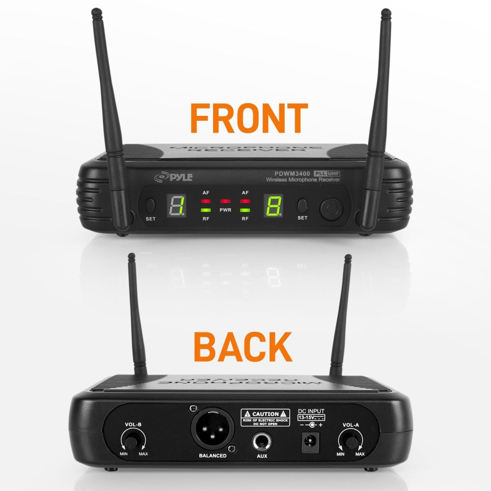 Pyle Premier Series UHF Wireless Microphone System with 2 Body Packs, Lavalier & Headset Mics - view 4