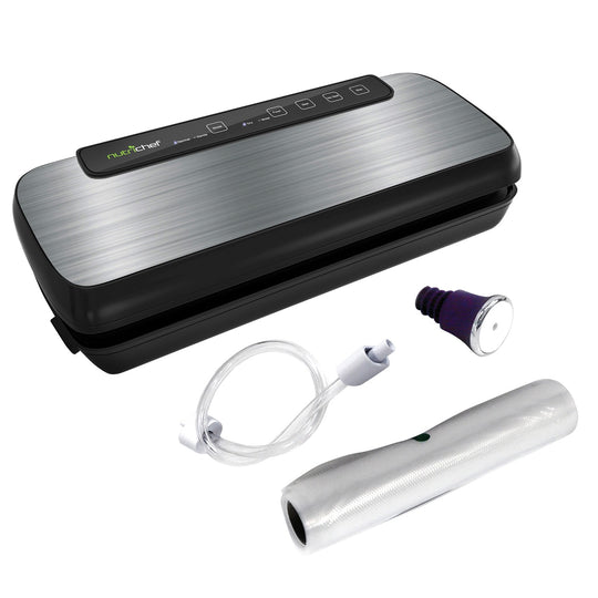 NutriChef Automatic Vacuum Sealer with Dry/Moist Settings, Bags & Roll Included