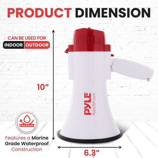 Pyle 30W Professional Megaphone Bullhorn with Siren, 800-Yd. Range - view 7