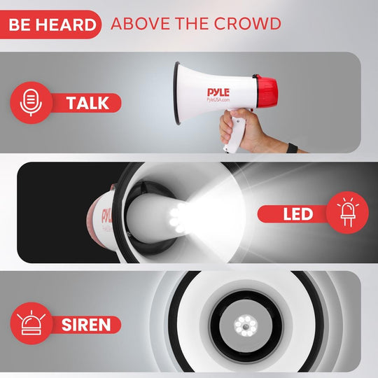 Pyle 30W Mini Megaphone Bullhorn with LED Light & Siren - view 4