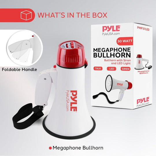 Pyle 30W Mini Megaphone Bullhorn with LED Light & Siren - view 8