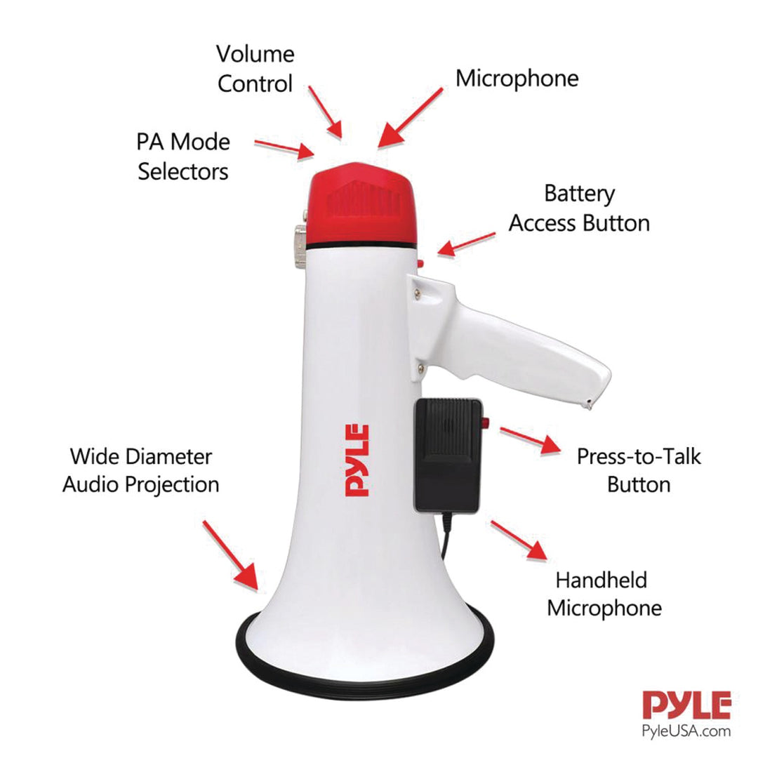 Pyle 40W Professional Megaphone Bullhorn with Siren, 1,000-Yd. Range - view 4