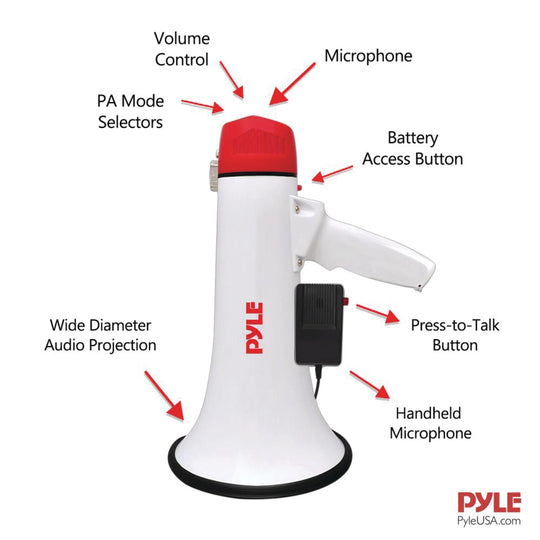 Pyle 40W Professional Megaphone Bullhorn with Siren, 1,000-Yd. Range - view 4