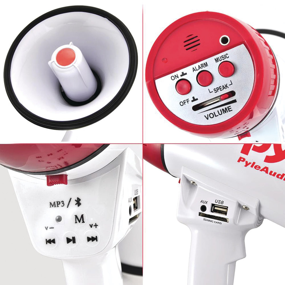 Pyle 40W Bluetooth Megaphone Bullhorn with Siren, USB/SD Player & Aux Input - view 3
