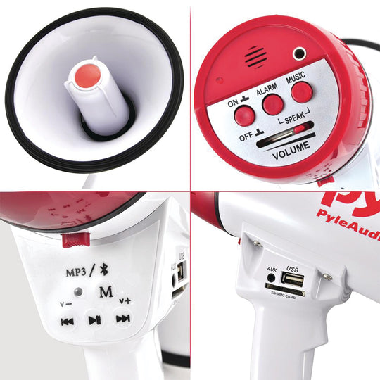 Pyle 40W Bluetooth Megaphone Bullhorn with Siren, USB/SD Player & Aux Input - view 3