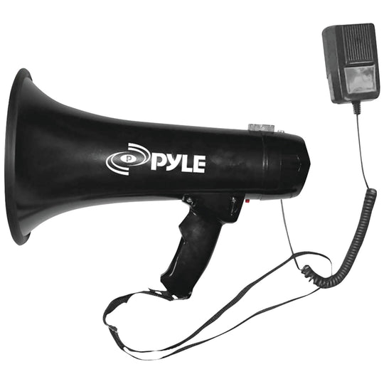 Pyle 40W Megaphone Bullhorn with Siren, Aux Input & Handheld Mic