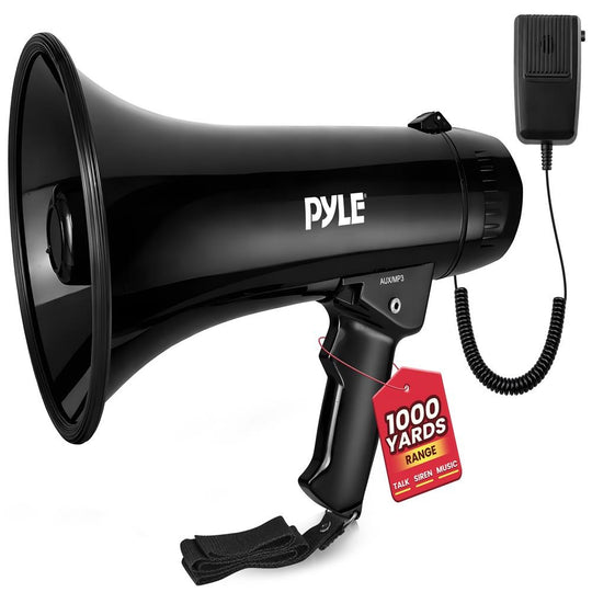 Pyle 40W Megaphone Bullhorn with Siren, Aux Input & Handheld Mic - view 2