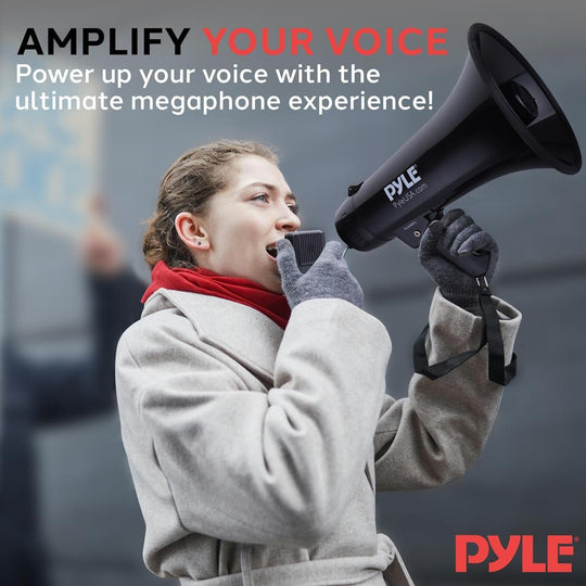 Pyle 40W Megaphone Bullhorn with Siren, Aux Input & Handheld Mic - view 8