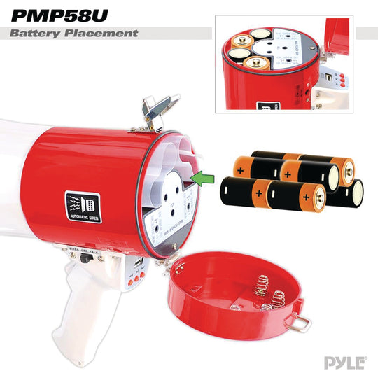 Pyle Pro 50W Piezo Dynamic Megaphone with USB Music Player, Talk & Siren Modes - view 4