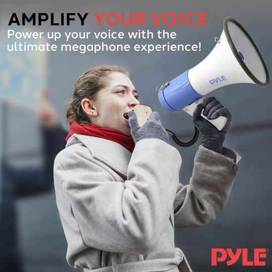 Pyle 50W Rechargeable Megaphone Bullhorn with Record, Siren & Talk Modes - view 10