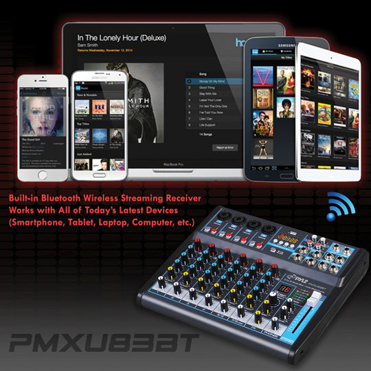 Pyle 8-Channel Bluetooth DJ & Studio Mixer with DSP Effects, USB Recording & LCD Display - view 7