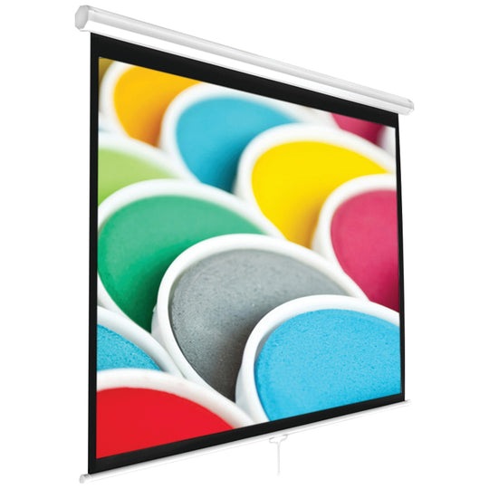 Pyle 84-In. Manual Pull-Down Projector Screen, 4:3 Matte White