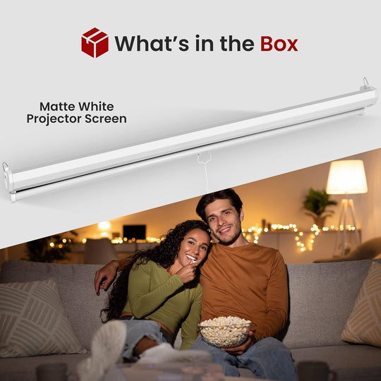 Pyle 84-In. Manual Pull-Down Projector Screen, 4:3 Matte White - view 7