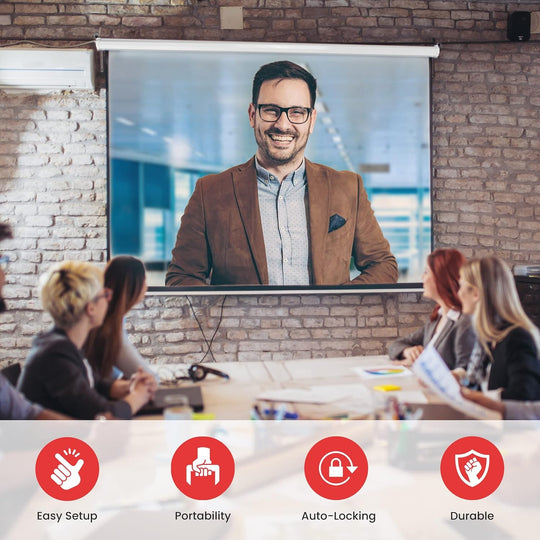Pyle 84-In. Manual Pull-Down Projector Screen, 4:3 Matte White - view 9