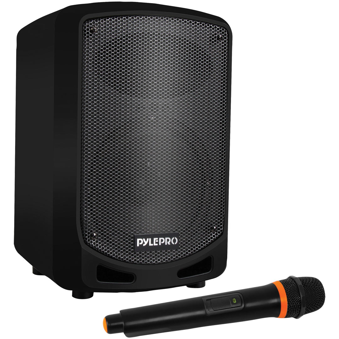 Pyle Compact Portable Bluetooth PA Speaker with 6.5-In. Woofer, Wireless Mic & Rechargeable Battery